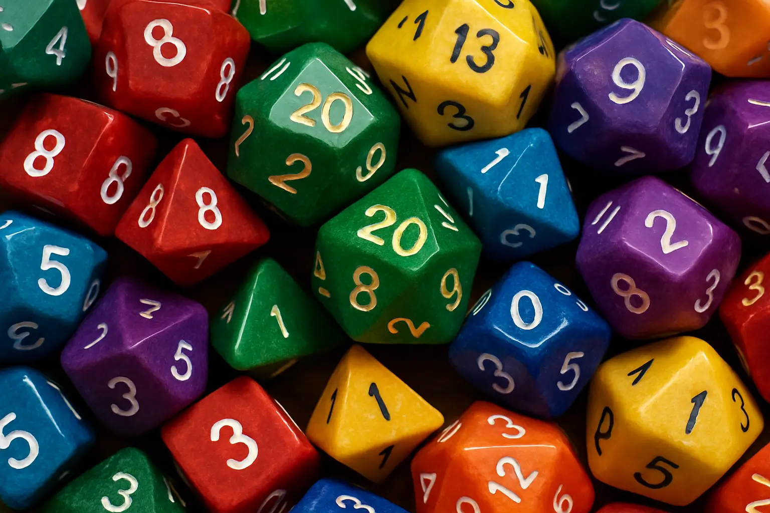 تصویری از تاس‌های دی ان دی رنگی